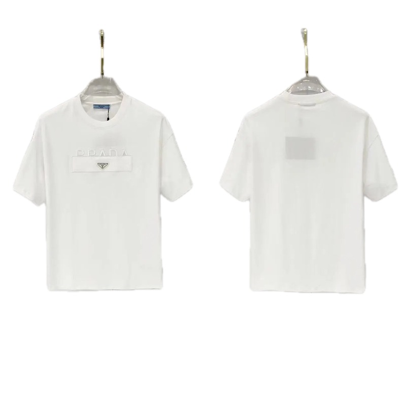 Prada Classic Triangle Logo Minimalist Style White T-Shirt