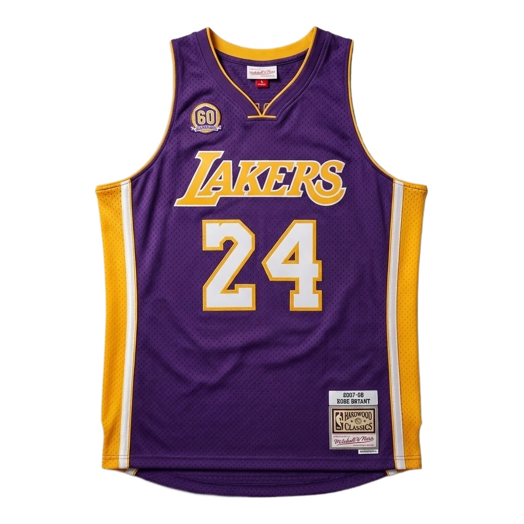 Retro purple and yellow jersey of the Kobe Lakers