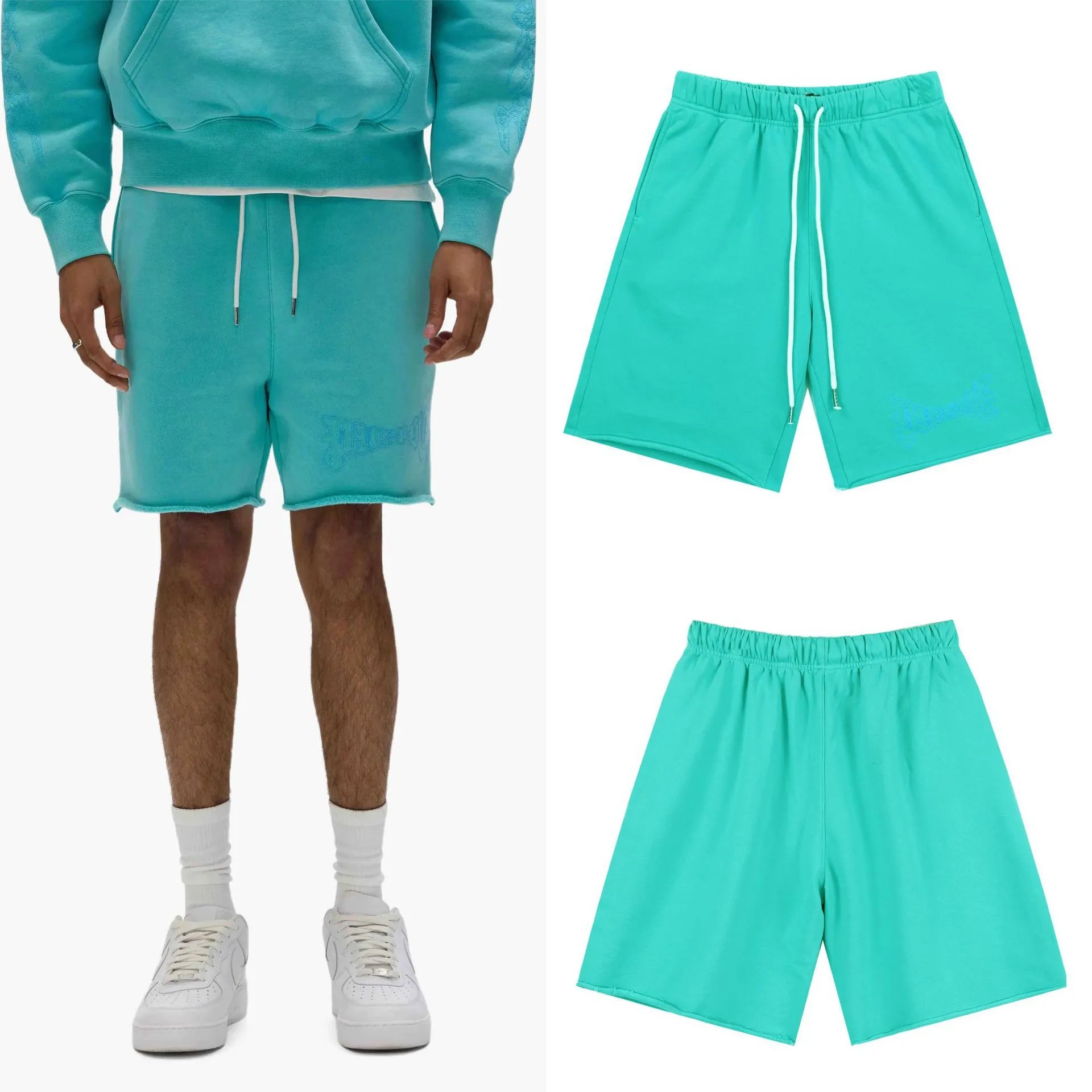Godspeed Embroidered Street Style Lake Blue Casual Shorts