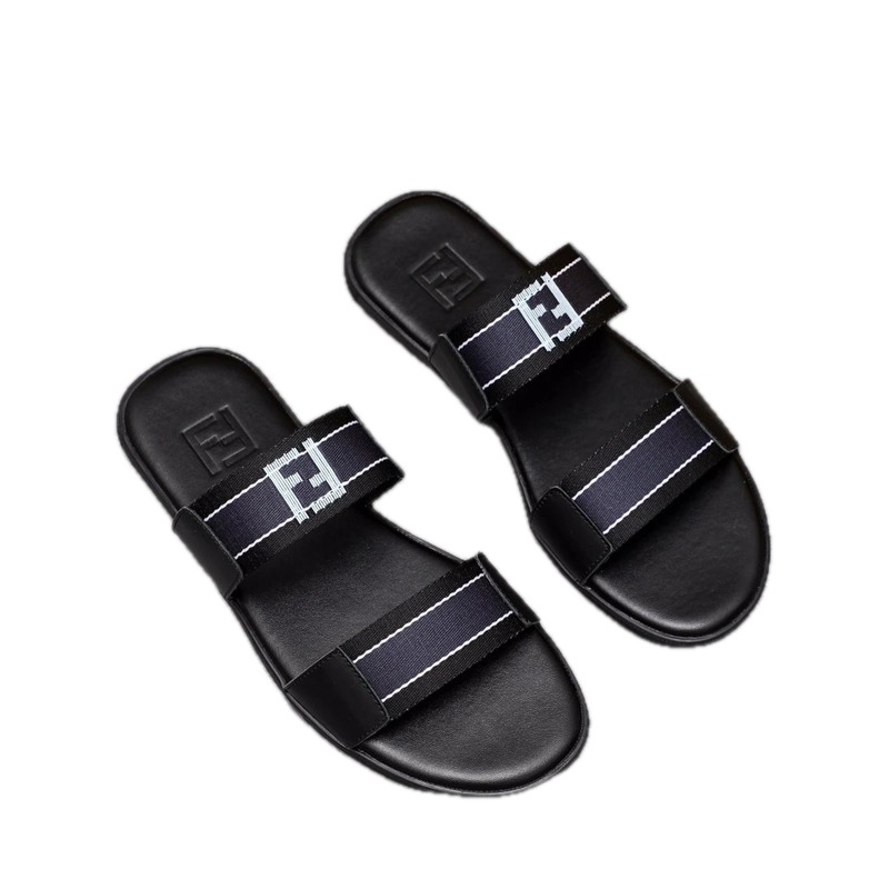 Fendi FF Collection Streetwear Style Black Slides