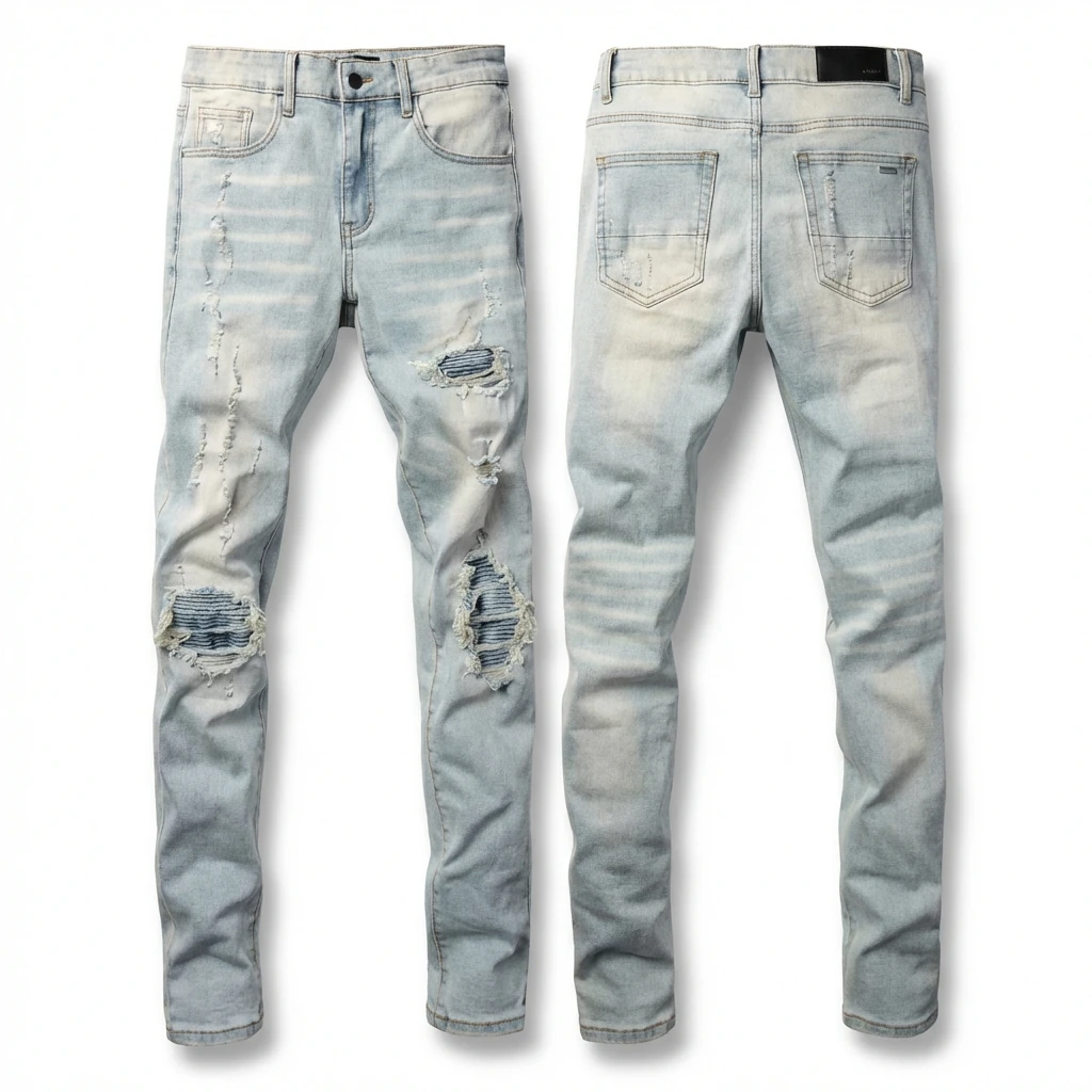 AMI Trendy Light Blue Jeans with Holes