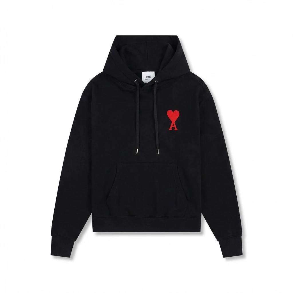 AMI Embroidered Heart Black Sweatshirt