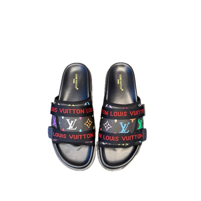 Louis Vuitton Classic Monogram Trendy Colorful Slide Sandals
