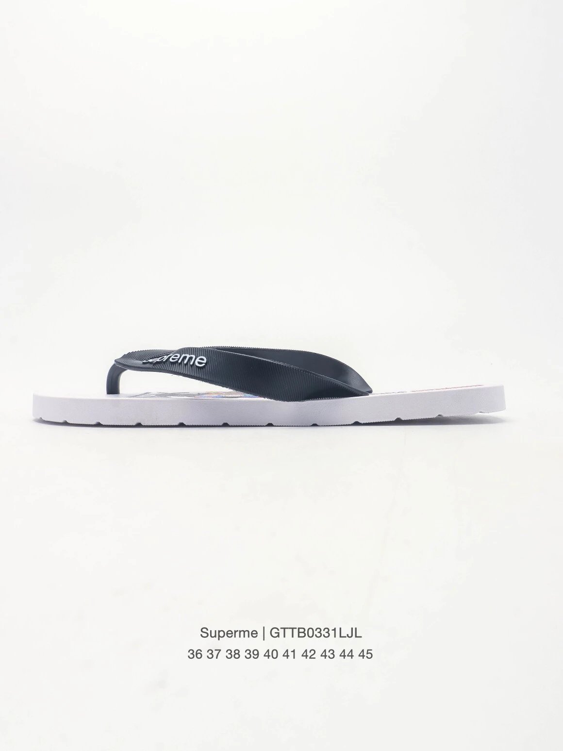 Supreme Street Fashion Black and White Flip-Flops