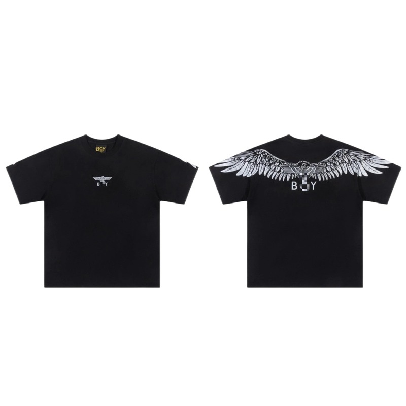 BOY Wing Print Street Style Black Short-sleeve T-shirt