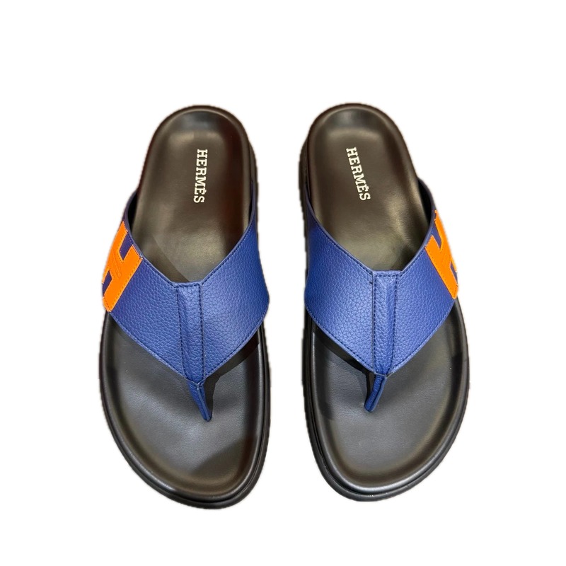 Hermès Casual Style Blue H-logo Flip-flops