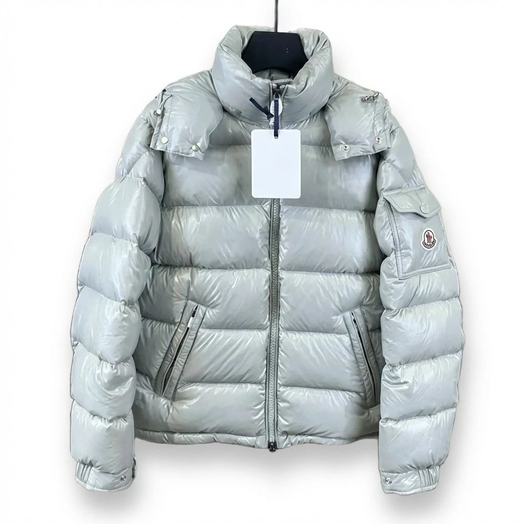 Moncler classic silver down jacket
