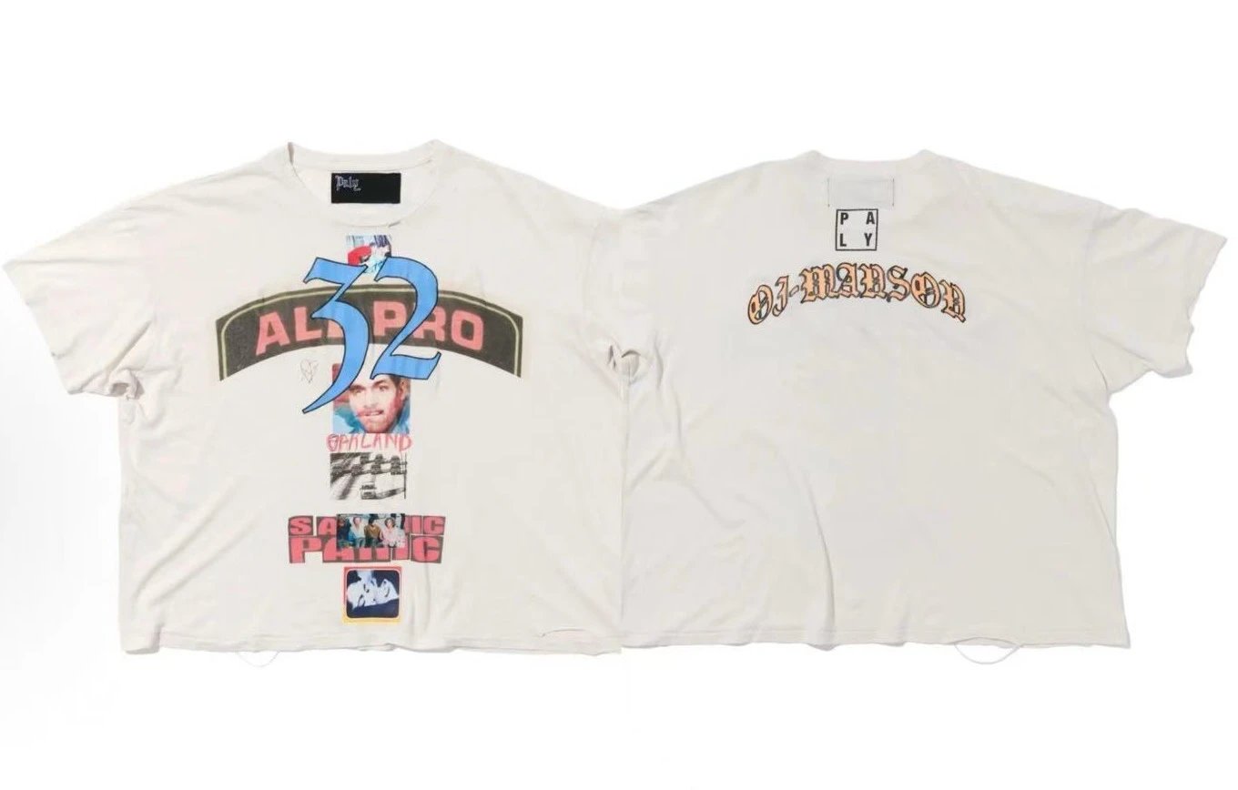Paly Hollywood Portrait Print Vintage Off-white T-shirt
