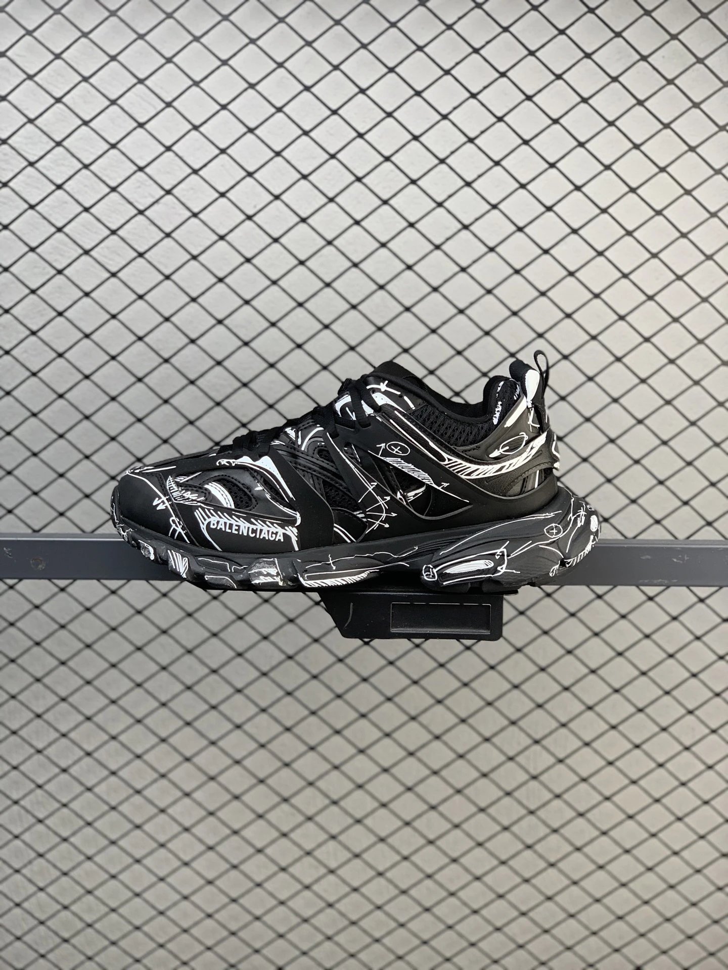 Balenciaga Black Logo Chunky Sneakers Featuring Padded Heel Tab