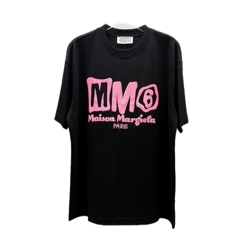 Maison Margiela MM6 Streetwear Brand Black Printed T-shirt