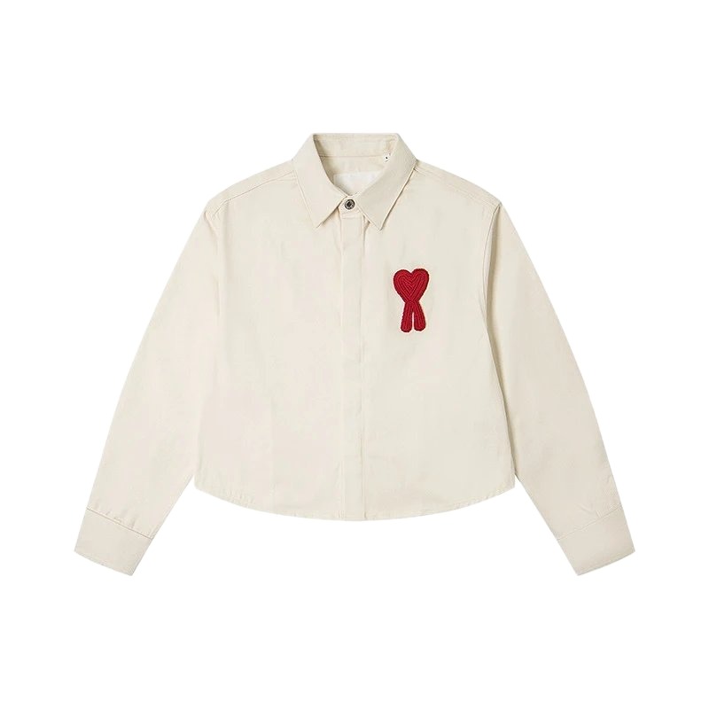 AMI Love Embroidery Minimalist Style White Shirt
