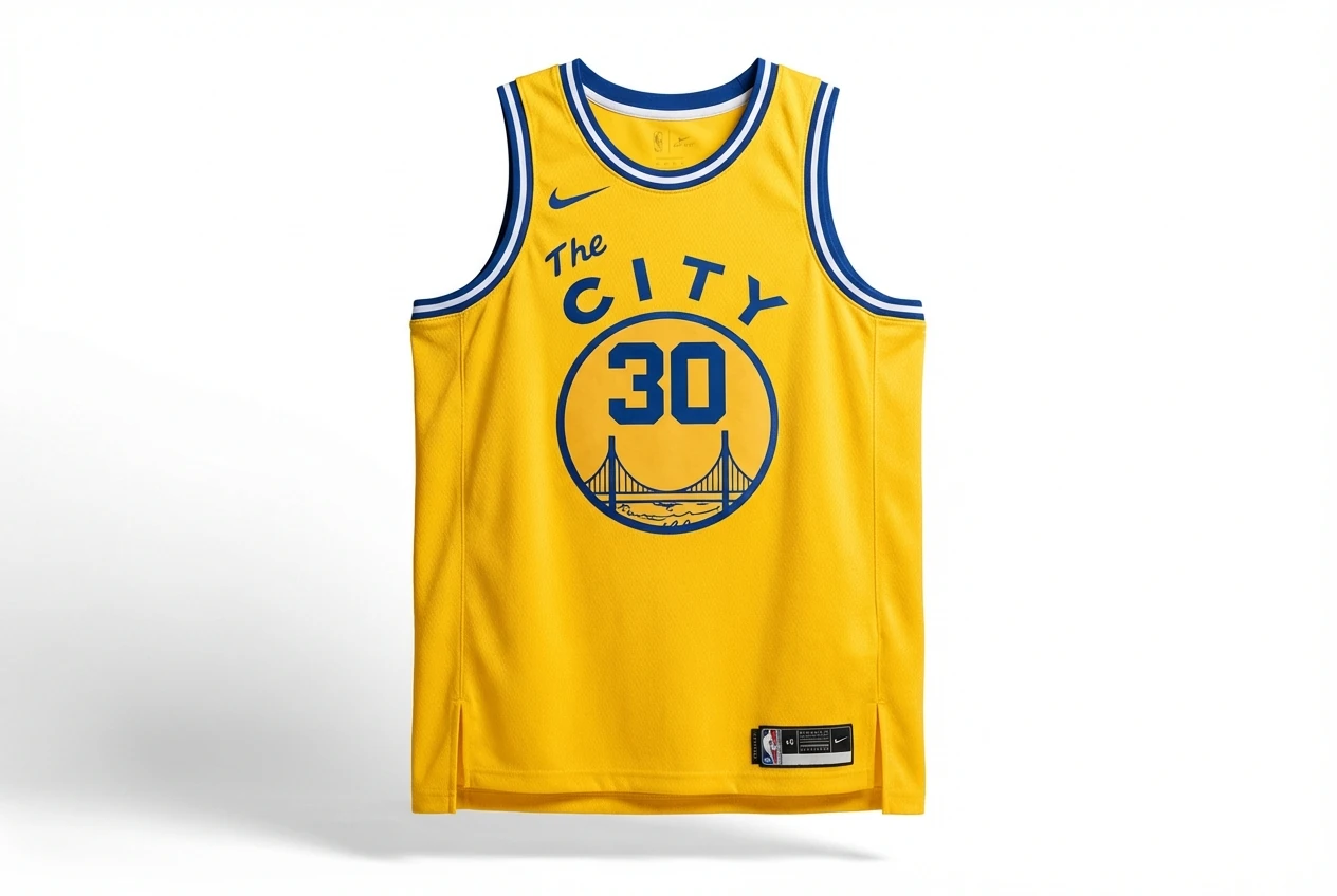 Stephenen Curry's No. 30 yellow basketball jersey.