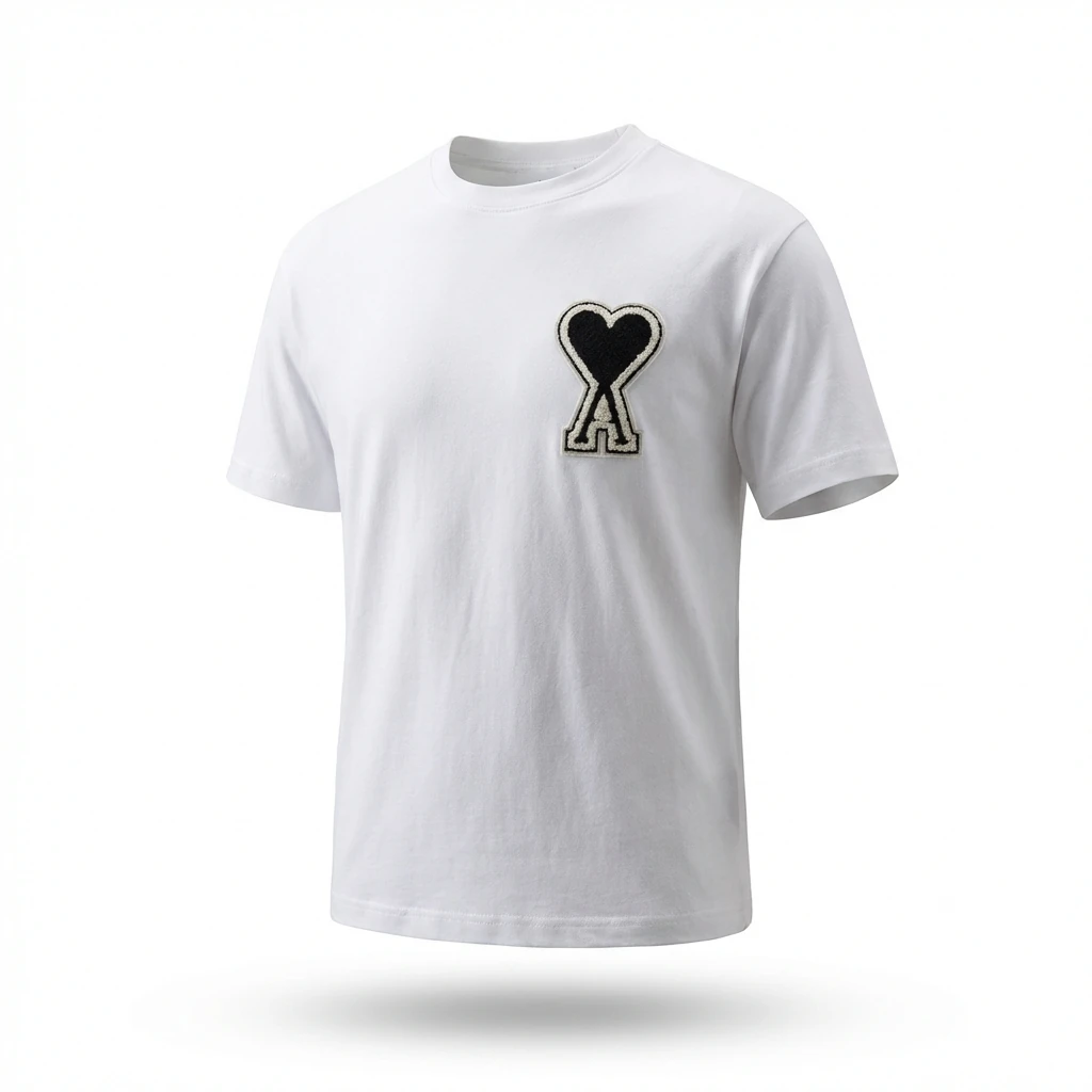 AMI Love Embroidery Simple White T-shirt