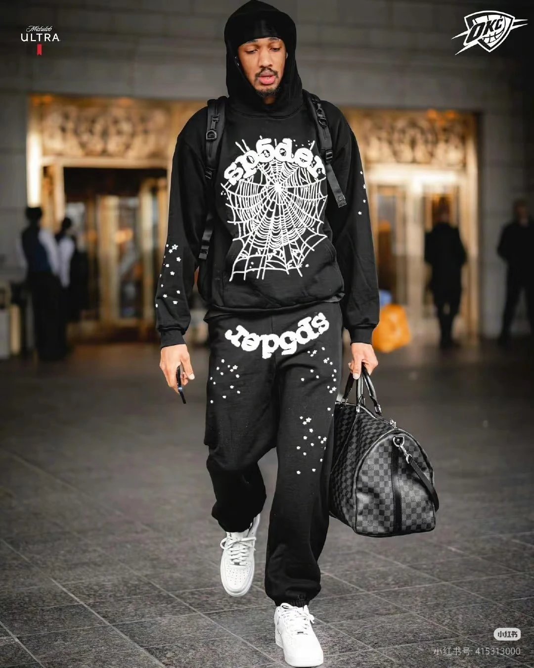 Sp5der Web Graphics Streetwear Sweatpants for casual
