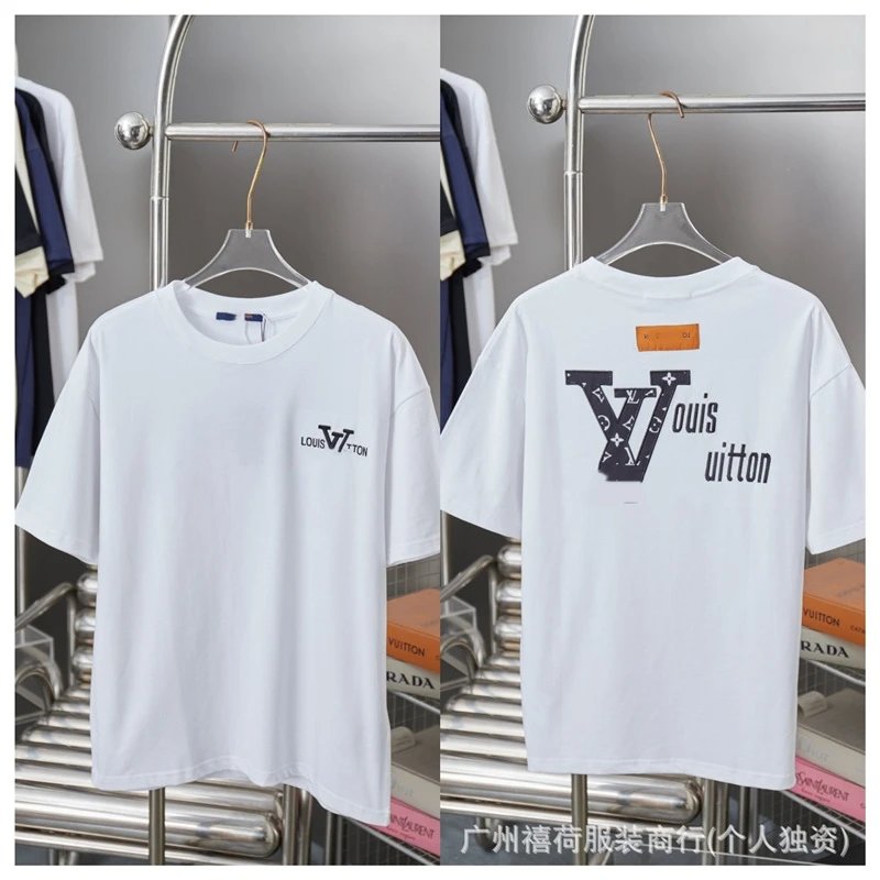 Louis Vuitton Monogram Trendy Style White T-Shirt