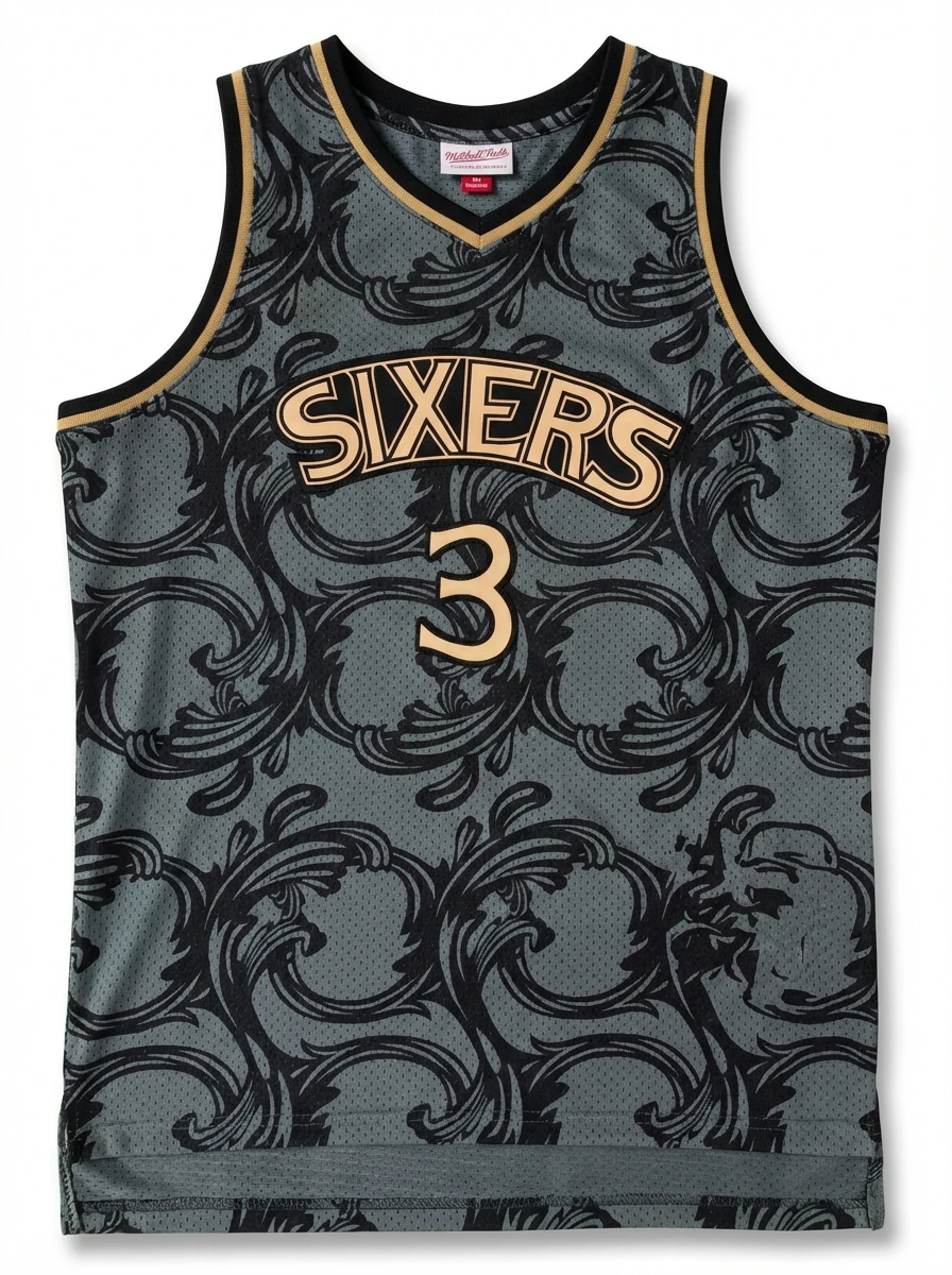 The retro-style No. 3 Allen Iverson jersey of Philadelphia.