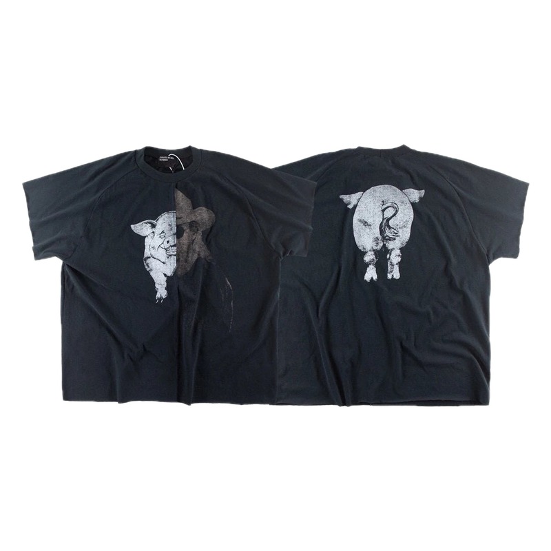 ERD GRJKD Pig Head Print High Street Black T-Shirt