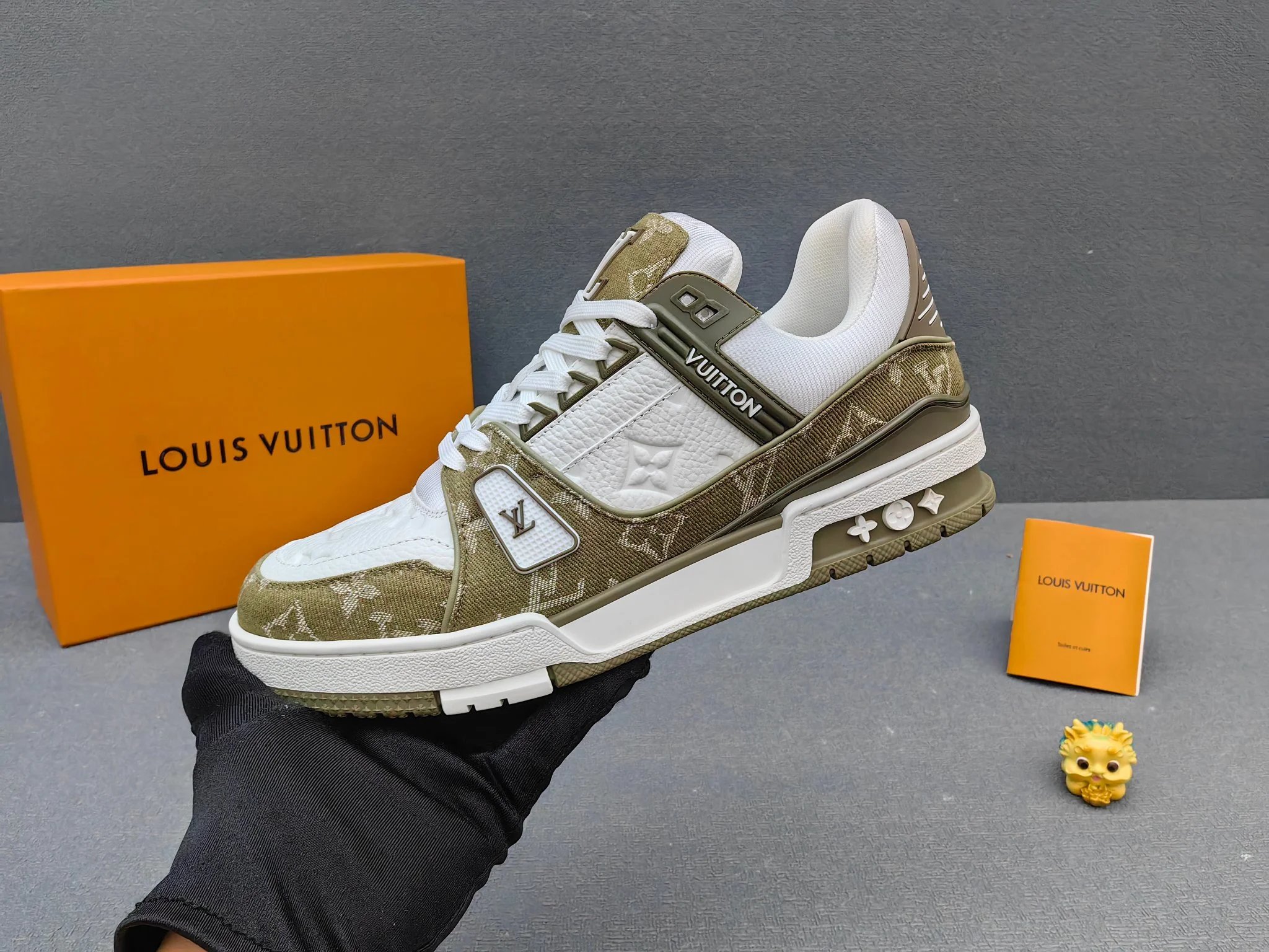 Louis Vuitton Olive Low-top Sneaker with Olive Monogram Low-top Above for Daily Rotation