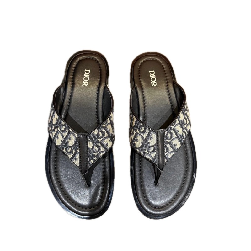 Dior Vintage Monogram Black and Grey Flip-Flops