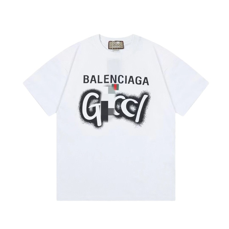 Balenciaga Co-branded Graffiti-style White Short-sleeve T-shirt