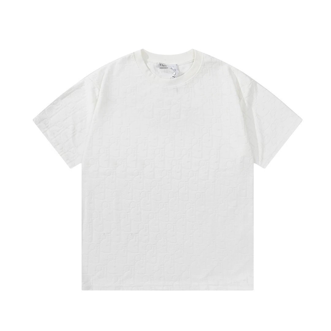 Dior All-over Monogram Print Light Luxury Style White T-Shirt