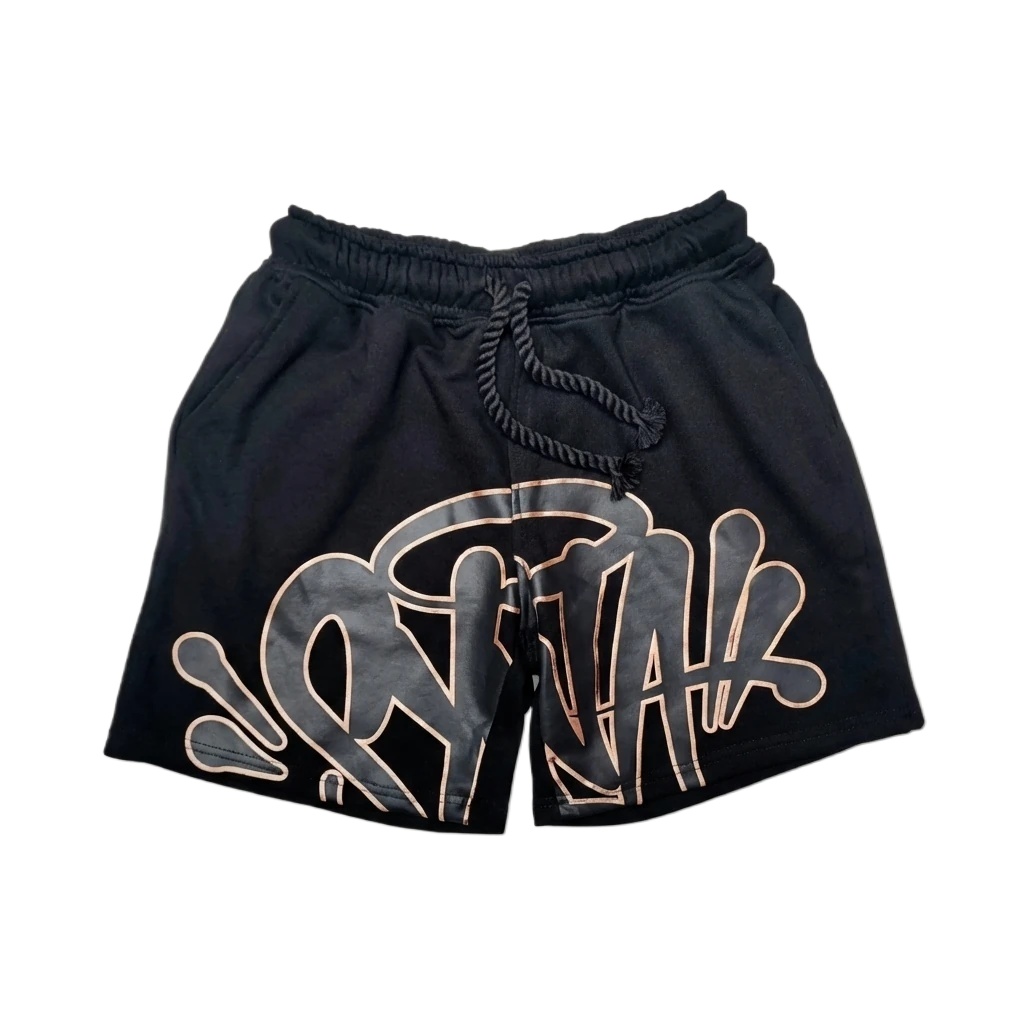 SynaWorld Graffiti-style Black Shorts