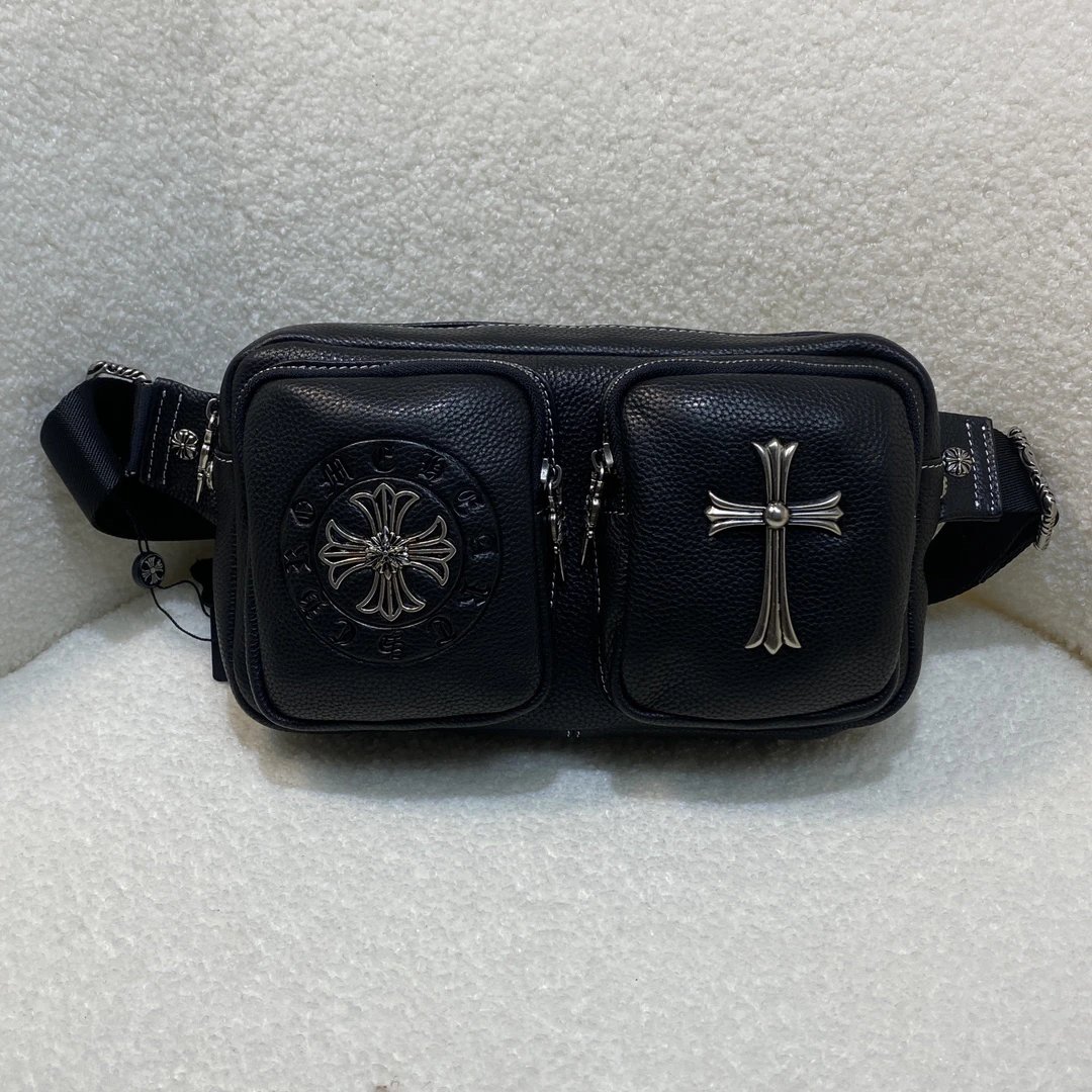 Chrome Hearts Waist Bag with Black Double-pocket Bag for Daily Rotation