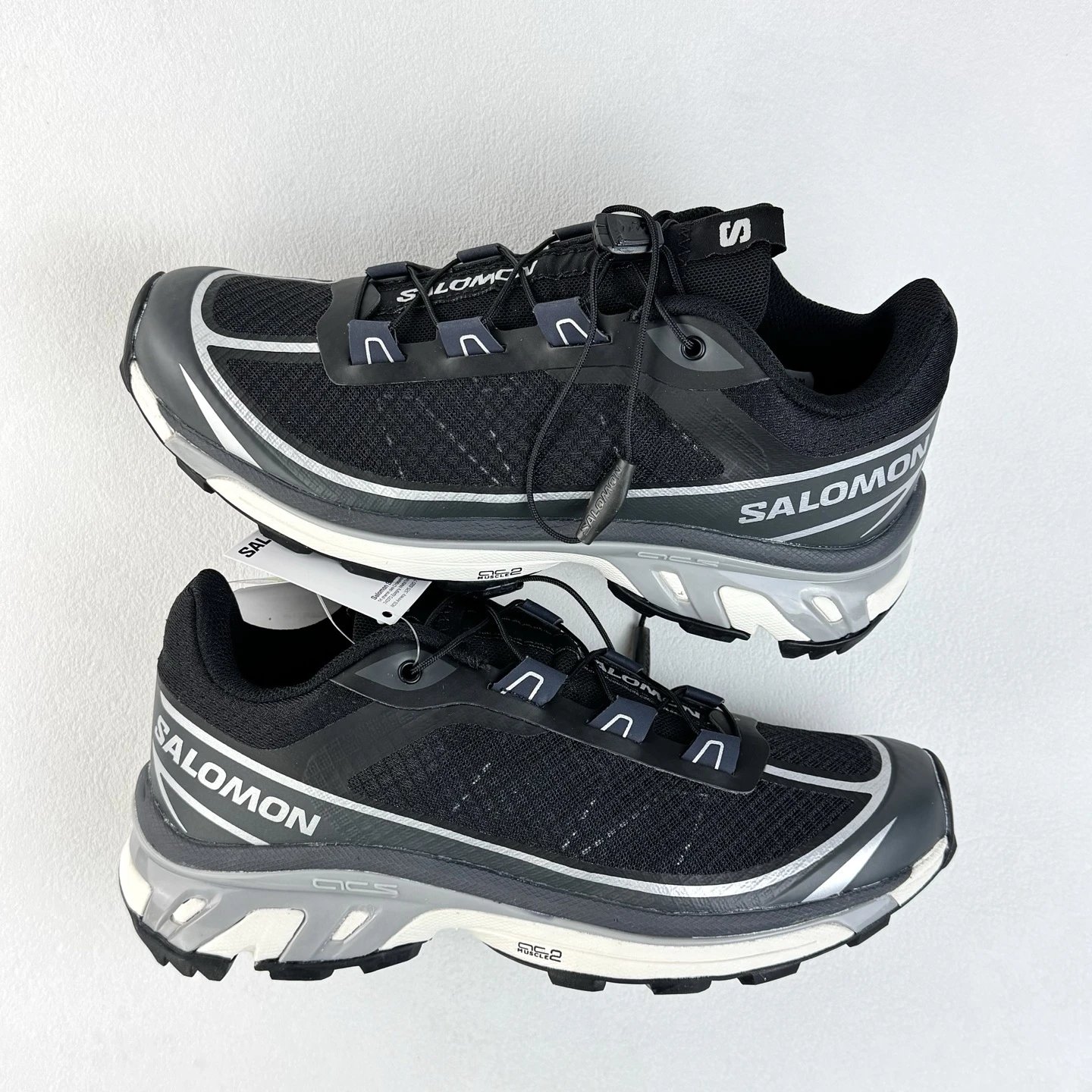 Salomon Black and Gray Trail Sneakers with Quick-Lace Style Cords