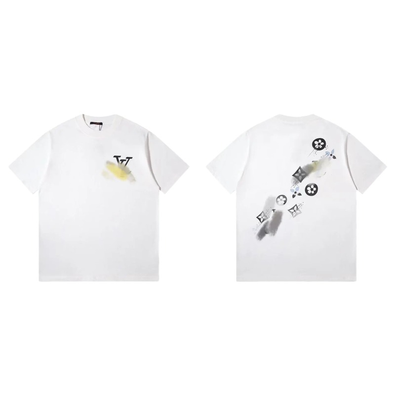 Louis Vuitton Monogram Printed Trendy White Short-sleeved T-shirt