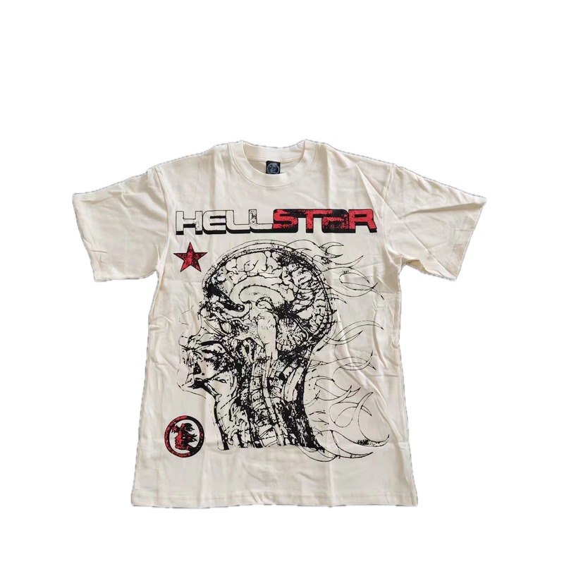 Hellstar Skeleton Print Street-style Off-white T-shirt