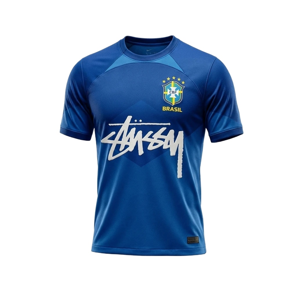 Stussy Brazil Co-branded Blue T-shirt