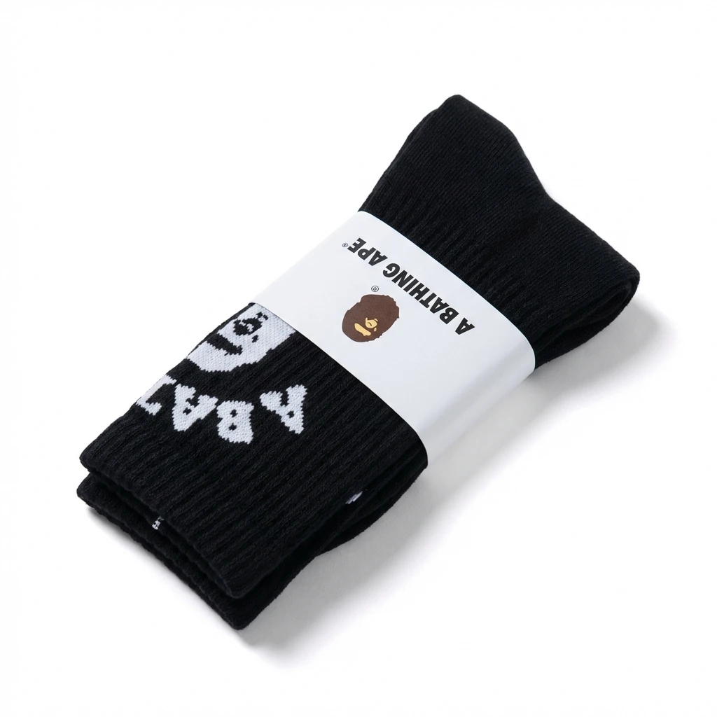 Bape Ape Head Trendy Cool Black Socks