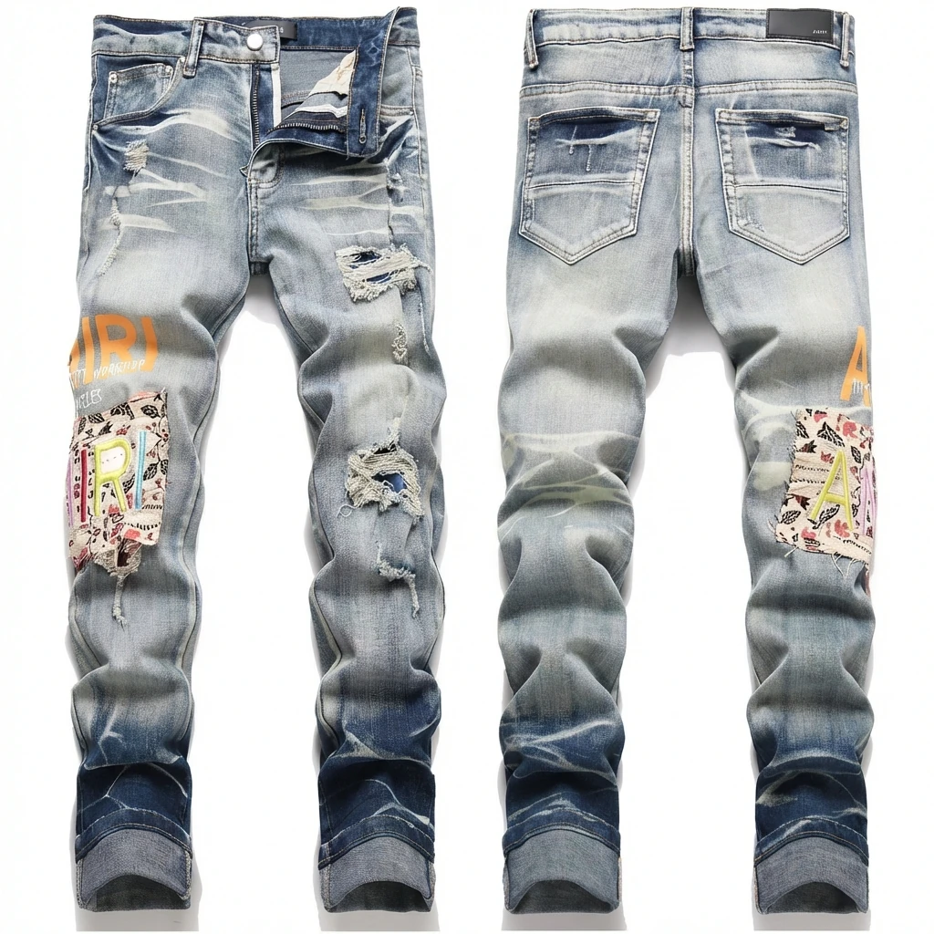 AMIRI Ripped Denim Trendy Pants