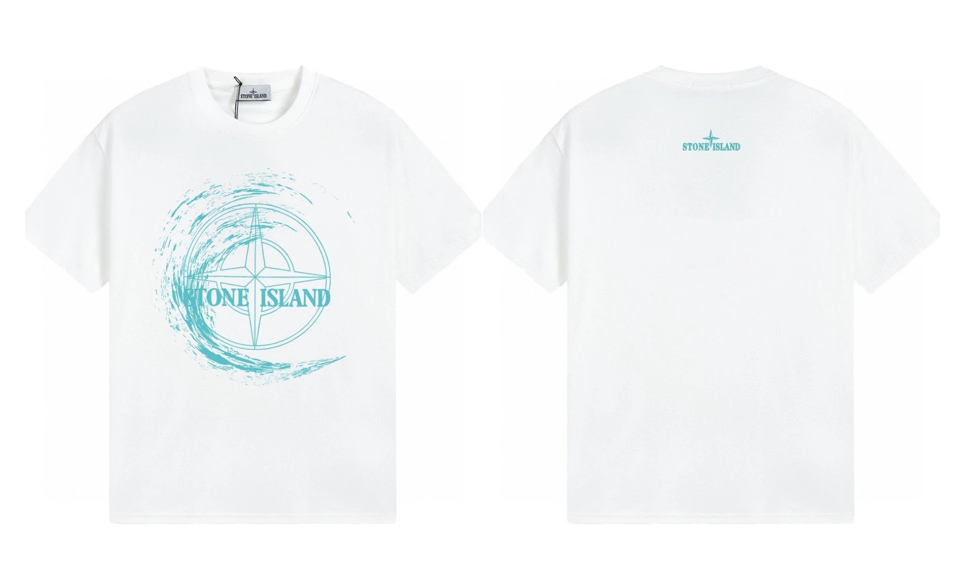 Stone Island Compass Print Street Style White T-Shirt