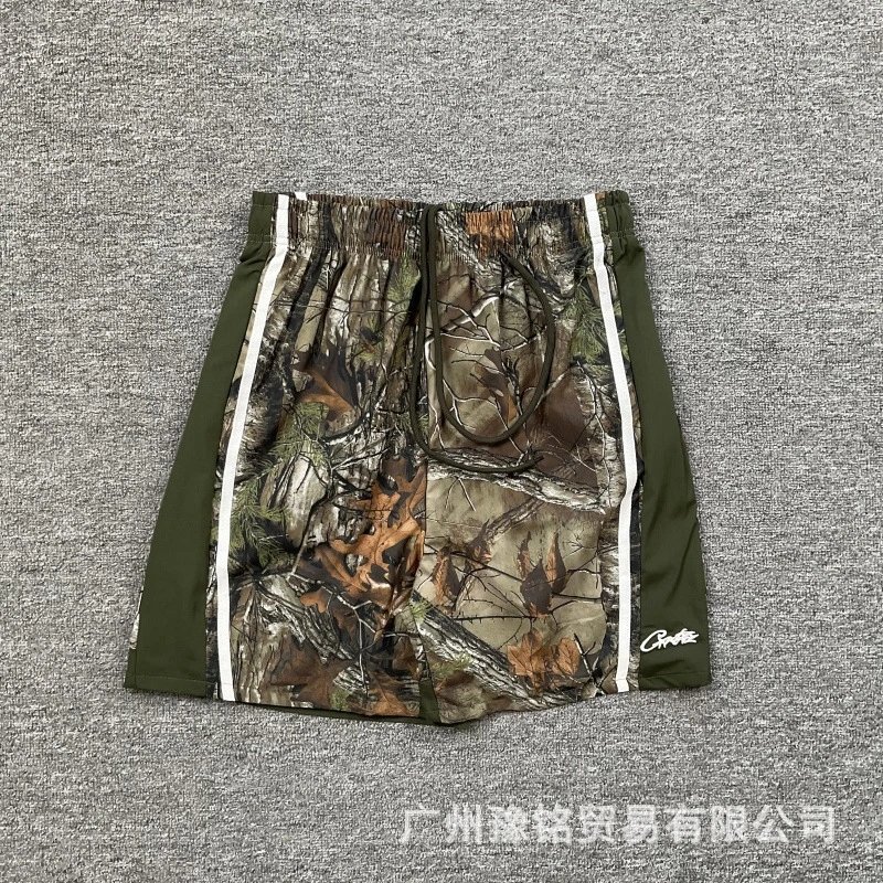 Corteiz Street Style Camouflage Army Green Athletic Shorts