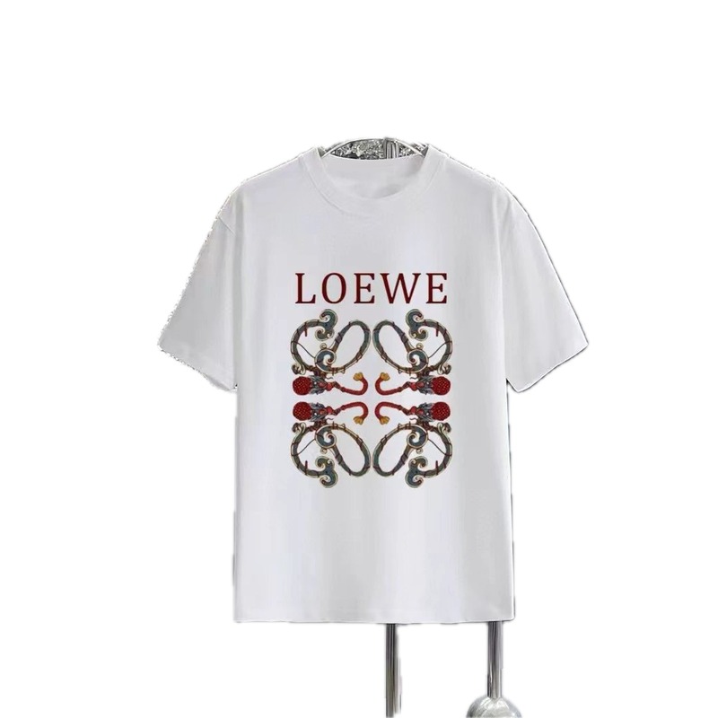 LOEWE Vintage-style Dragon Print White T-Shirt