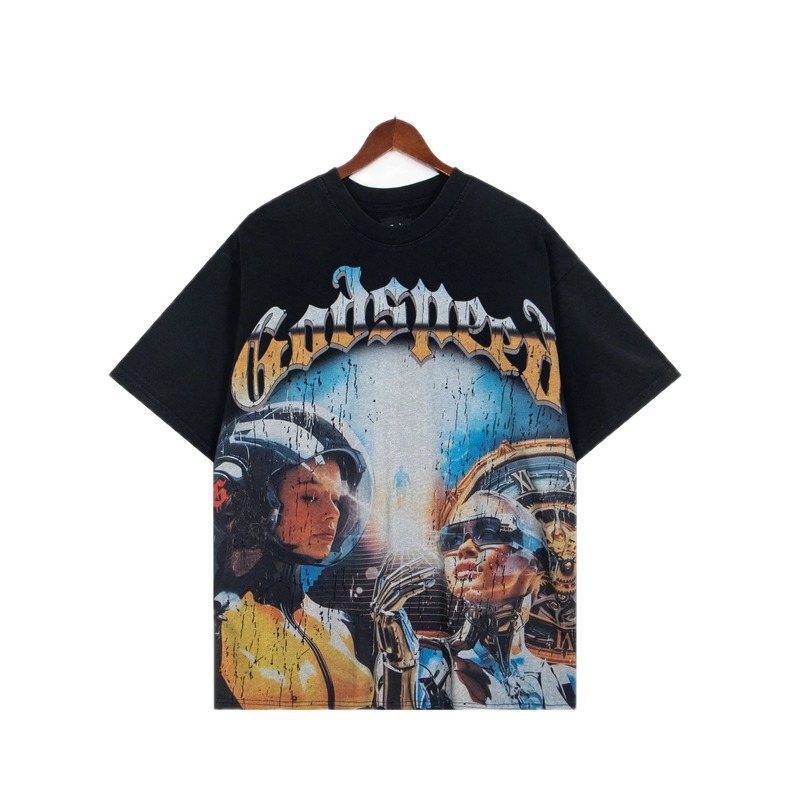 Godspeed Print Cyber Style Black T-shirt