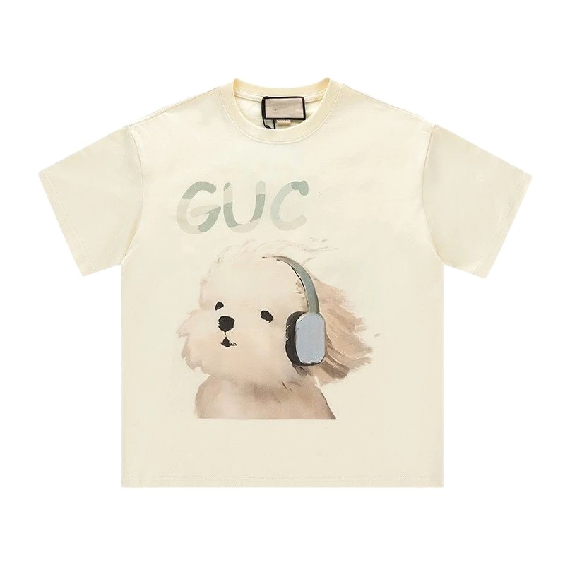 Gucci Puppy Print Casual Off-white T-Shirt