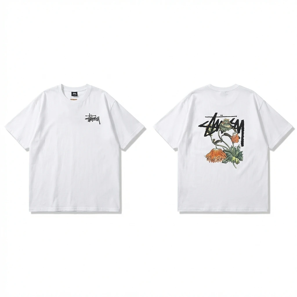 Stussy Floral Print White T-shirt