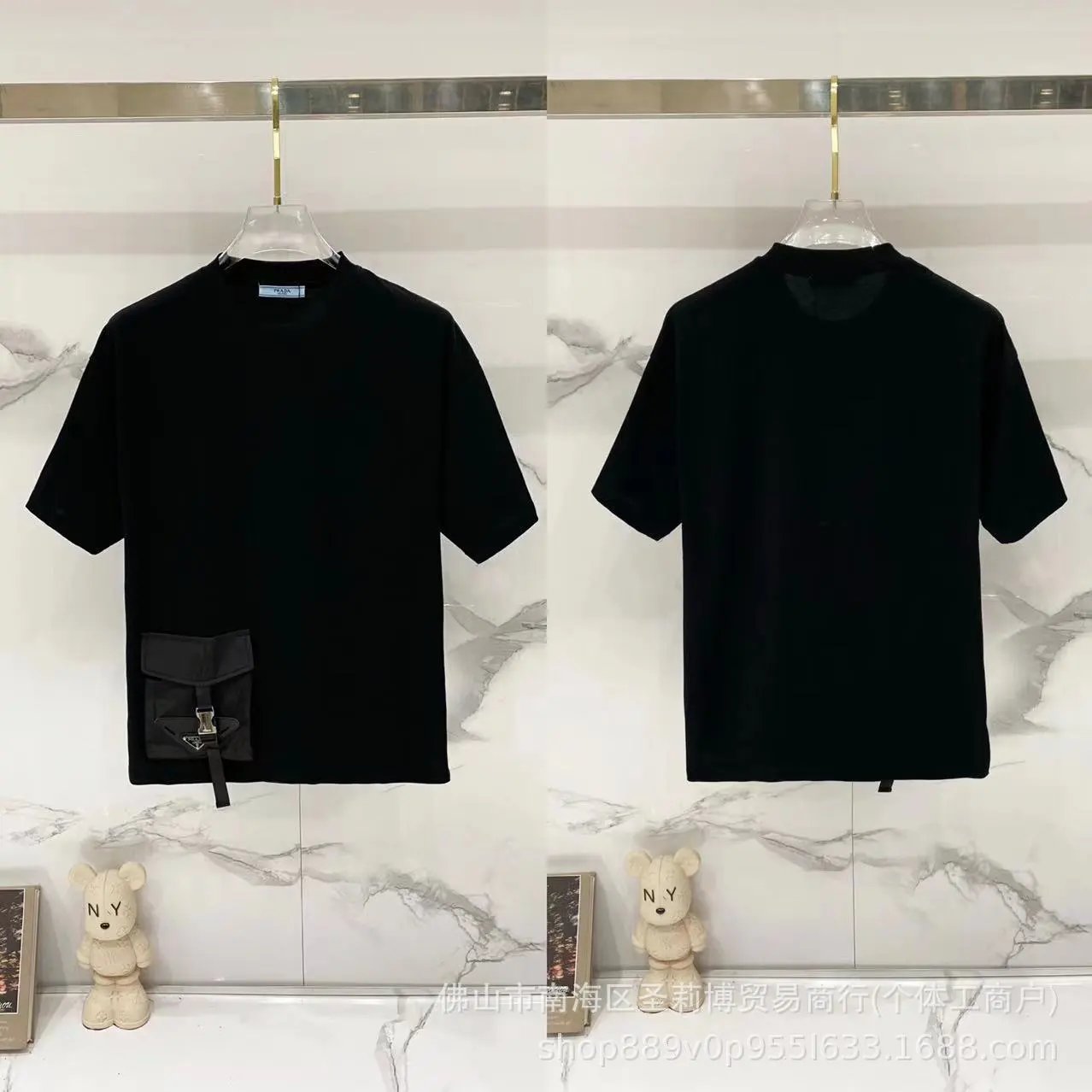 Prada Pocket Collection Minimalist Style Black Short-sleeved T-shirt