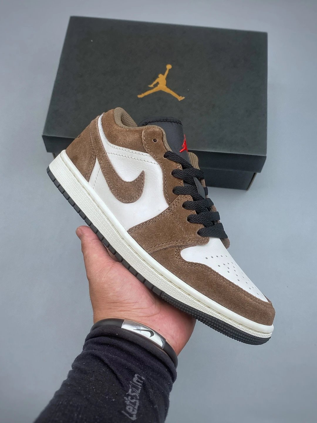 Jordan Brown and White Low-Top Sneakers Defined by Everyday Court Profile