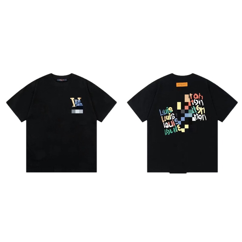 Louis Vuitton Trendy Graffiti Style Black Short-sleeve T-shirt