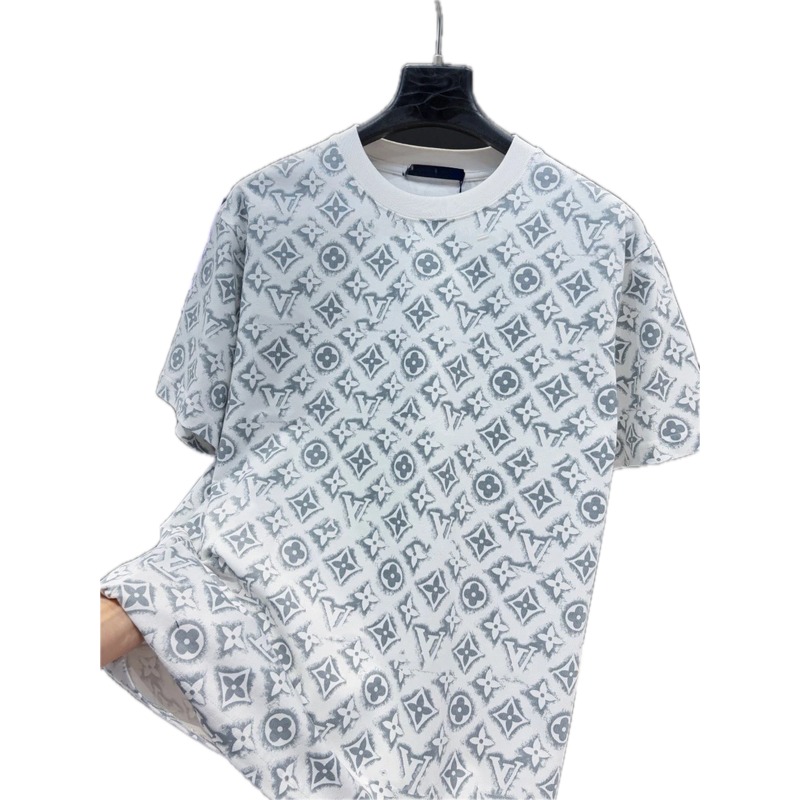 Louis Vuitton Monogram Light Luxury Style White and Gray Short-sleeve T-shirt