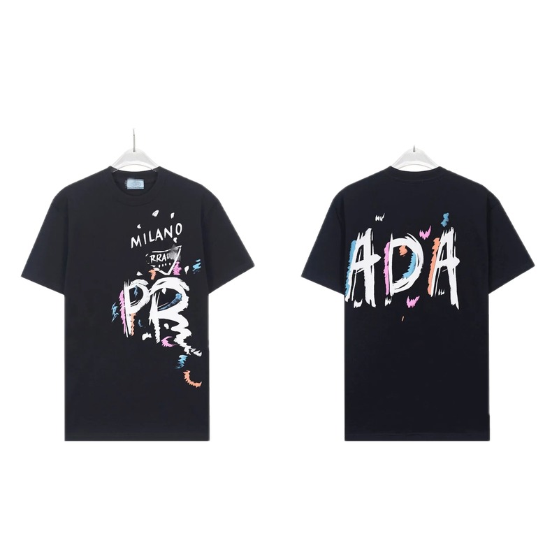 Prada Graffiti Collection Street Style Black T-Shirt