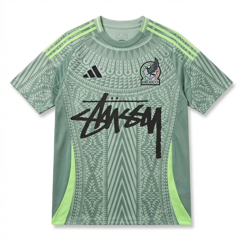 Stussy sporty gray-green short-sleeve