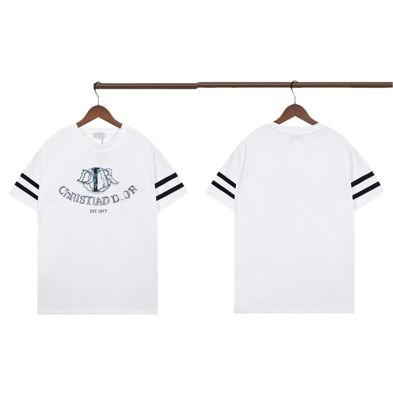 Dior Embroidered Collection Vintage Style White Short-sleeve T-shirt