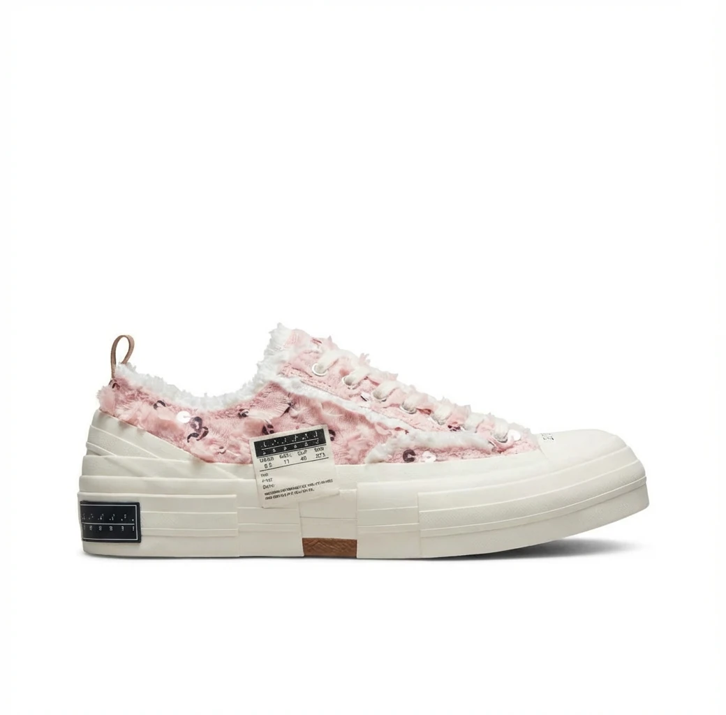 Xvessel Deconstructed Style Pink and White Canvas Shoes