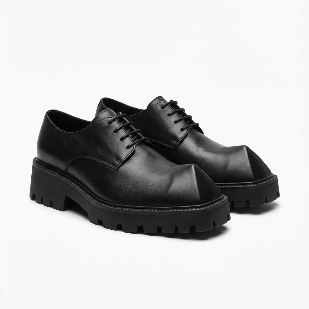 Balenciaga pointed-toe dark leather shoes