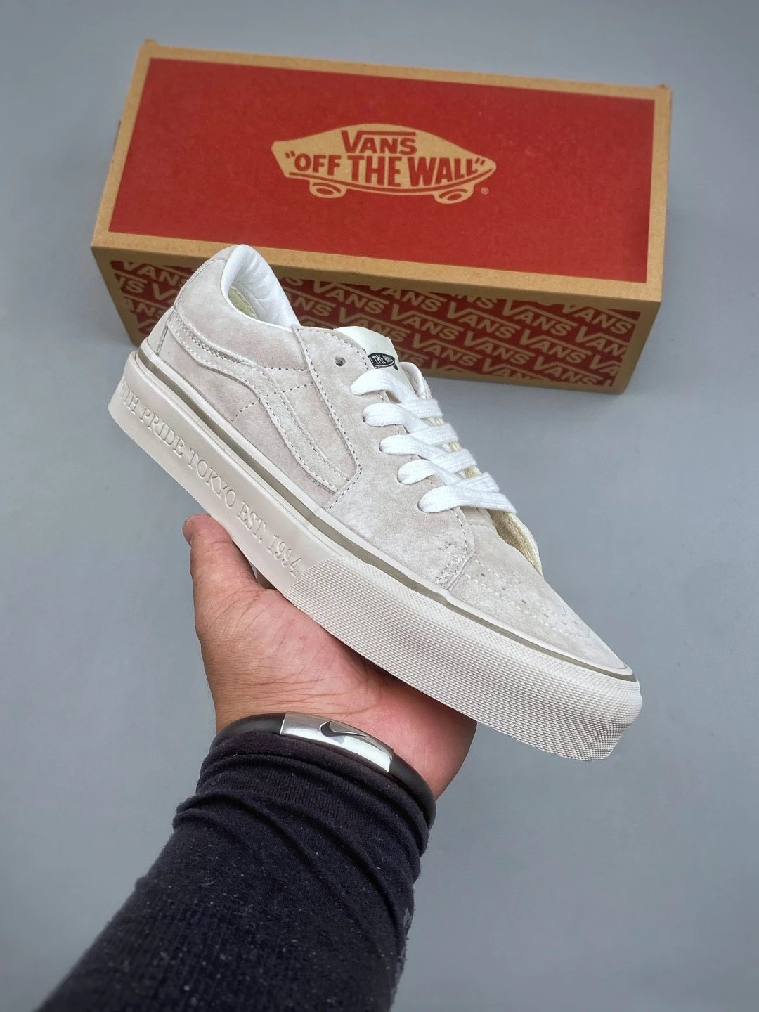 Vans Cream Padded Low Collar Skate Sneakers