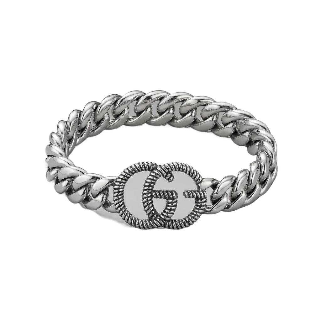 Gucci Double G Retro Style Silver Bracelet